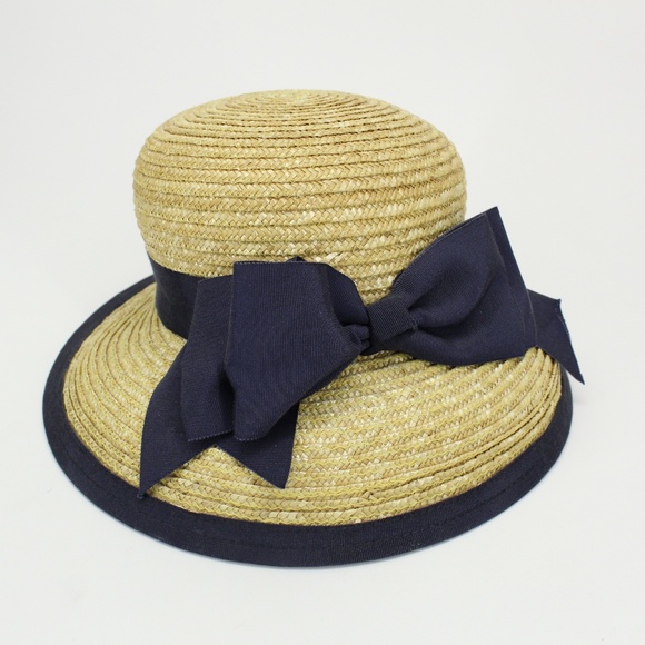 Vintage Accessories - NWT Vintage Kokin Large Straw Bow Hat